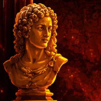A gilded marble bust of a woman on a plinth.